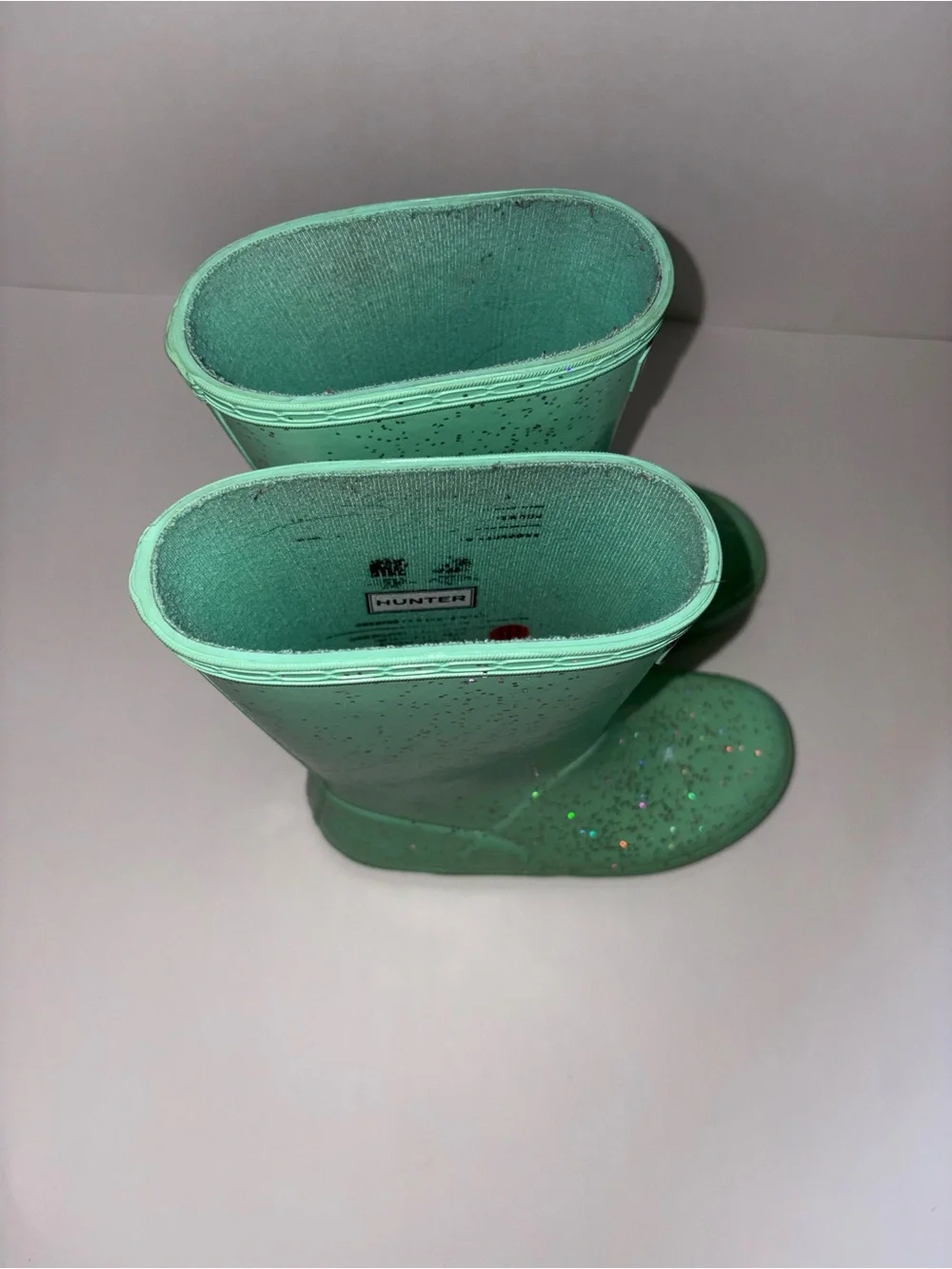 Hunter Kids Mint Green Glitter Rain Boots